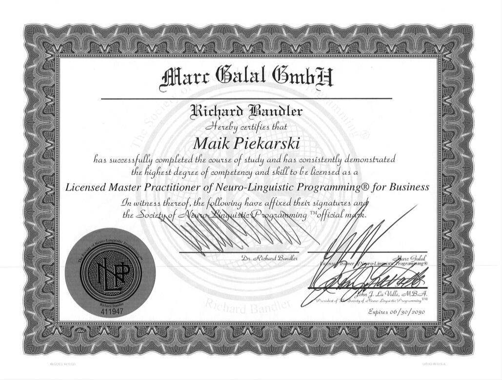 Zertifikat Marc Galal